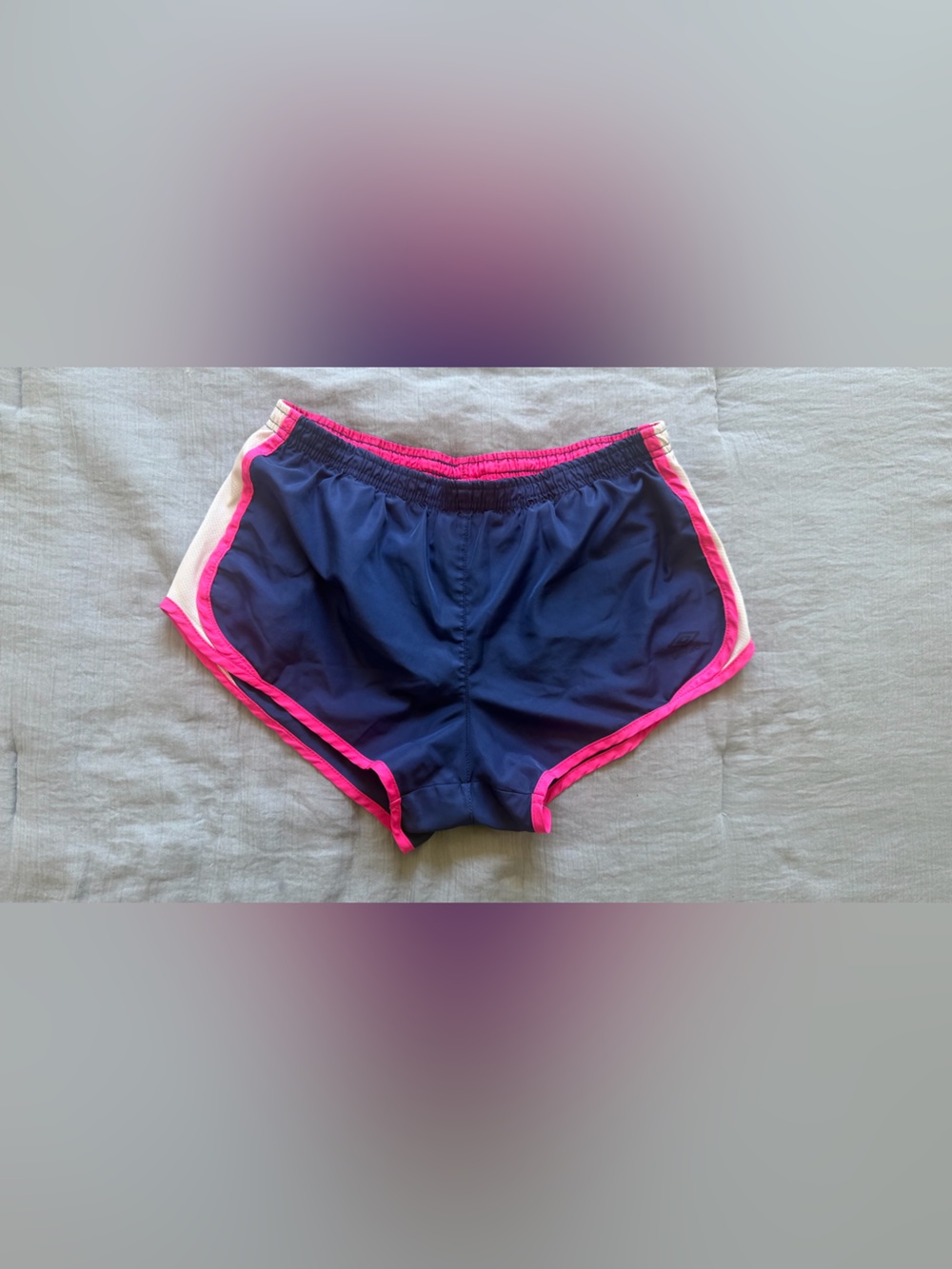 Navy Athletic Shorts with Hot Pink Trim